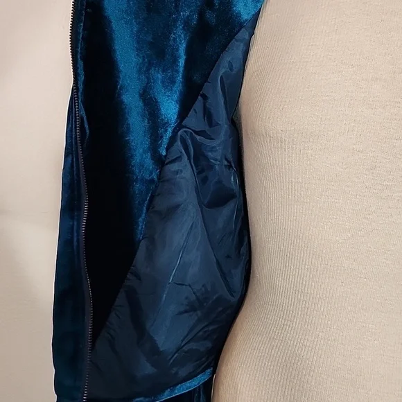 Badgley Mischka Jacket Velvet Chic Moto Turquoise Size S - Picture 14 of 16